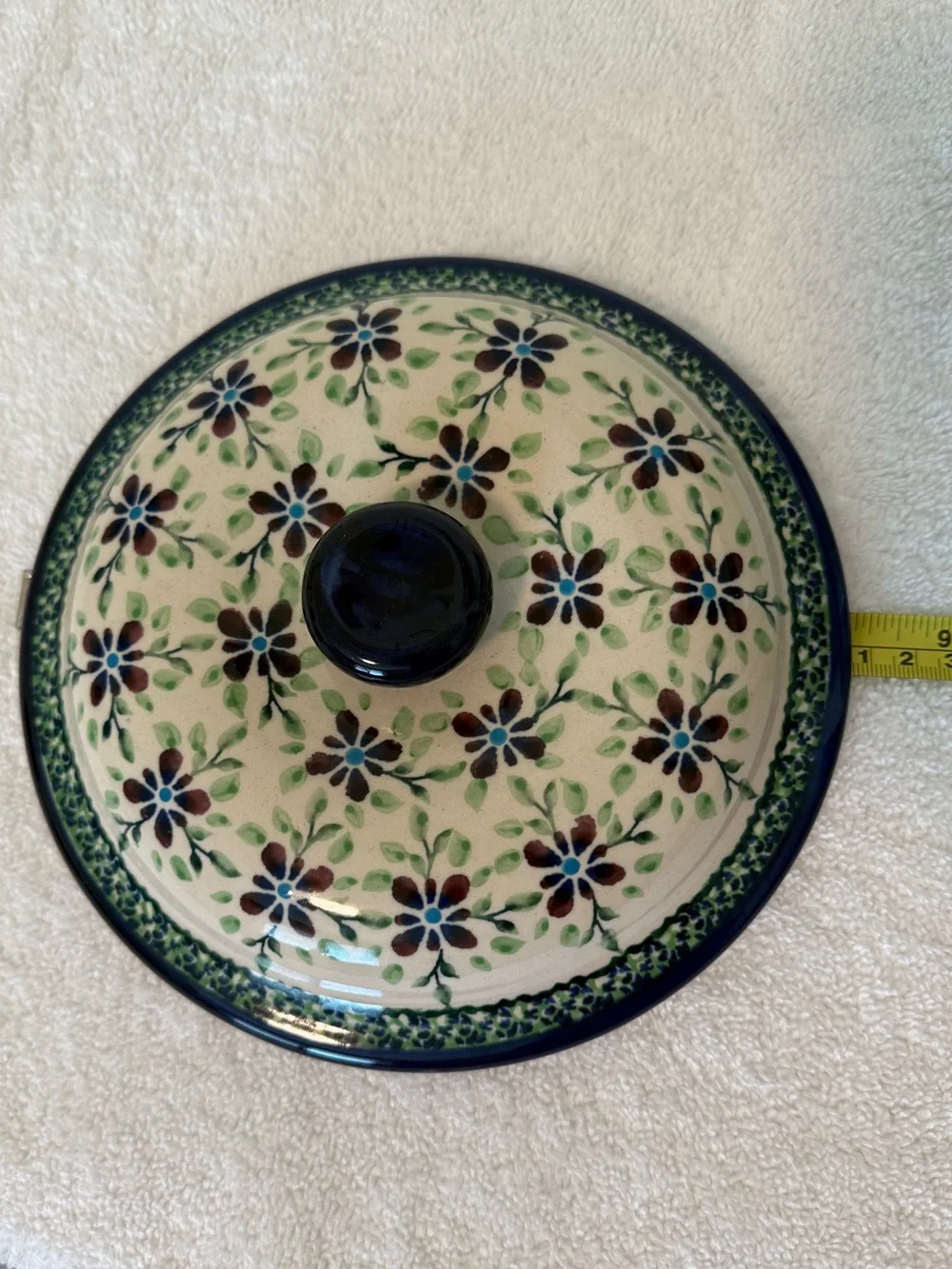 Polish Pottery Hand-Painted Floral 8” Covered Baking Dishes - Set of 2